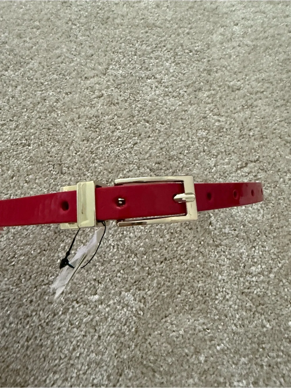 WHBM XS Red Patent Slim Belt with Gold Buckle NWT * See notes